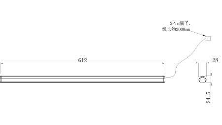 24V亮度可调三防灯模组(600)尺寸